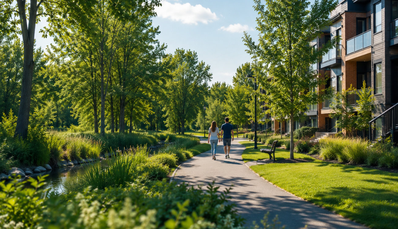 Nature en ville, qualité de vie, immobilier résidentiel, espaces verts, quartier résidentiel, vivre en ville, famille, achat de maison, mode de vie, Habiter Merlo